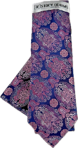 Stacy Adams Men&#39;s Tie Hanky Set N Rose Pink Navy Blue Floral Pattern 3.25&quot; Wide - £17.68 GBP