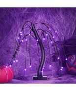 Halloween Tabletop Decor Purple LED Glittery Weeping Willow Tree Table D... - $19.79