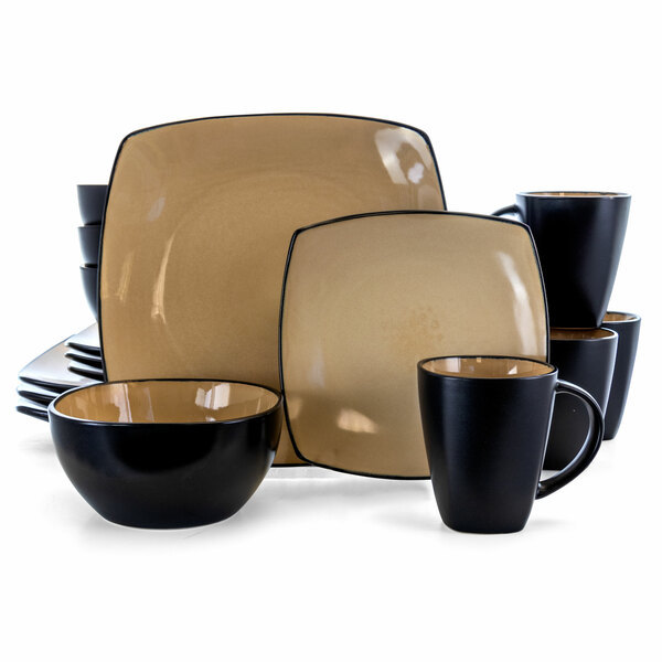 Soho Lounge 16 pc Dinnerware, Taupe Square Shape (Service for 4) - $128.68