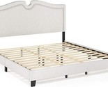 Furinno Davina Nailhead Trim Bed Frame, King, Gray - $599.99