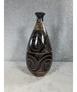 Vintage Ceramic Decorative Bud Vase Black &amp; Gold Designed Home Decor 12&quot; - $19.98