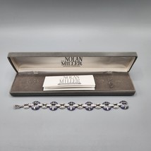 Nolan Miller Bali Bracelet Curb Link Chain Sparkly Crystal Purple Silver Tone - $48.37