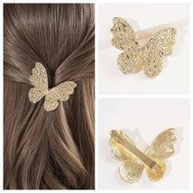 Gold Butterfly hair Clip - Butterflies Hair Barrette -Vintage Hair Pin-Butterfly - £11.19 GBP