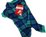 Pet Central Dog XS 8 inch Holiday Pajamas Green and Blue Tartan Plaid - £6.78 GBP