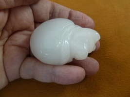 (Y-CAT-SLR-711) White Quartz KITTY CAT Sleeping gemstone carving figurin... - £13.98 GBP