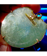 Antique Jade Ru Yi Lucky Lock Pendant Deco Charm Amulet 18k Gold - £2,647.98 GBP