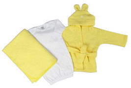 Unisex Newborn Baby 3 Pc Set (gown, Robe, Fleece Blanket) - £19.73 GBP
