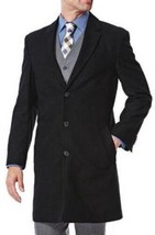 Mens Trench Coat Haggar Black Classic Fit Melton Wool Blend Jacket $295-size 42R - £103.12 GBP