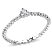 DA343 - No Plating Stainless Steel Ring with AAA Grade CZ  in Clear - $468.17 MXN