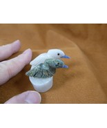 (Y-BIR-EG-459) pair of Egrets white + green love bird gemstone STONE Per... - $17.75