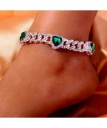 Rhinestone Ankle Green Love Anklets For Women Men Bracelet Hip Hop Heart... - £17.29 GBP