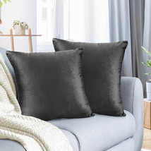 Charcoal Stone Gray 12&quot;x20&quot; Throw Pillow Covers Set 2 Sofa Velvet Cushion Cases - £20.36 GBP