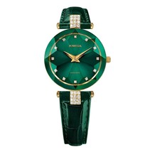 FACET STRASS, Brilliant-Cut, Gold Plated Swiss Quartz, 15mm Band - Green... - $474.99