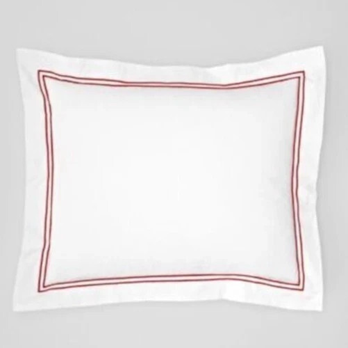 Sferra Grande Hotel White Euro Sham Red Berry Stripes Cotton Percale Ita... - $45.60