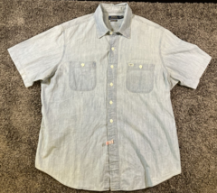 Polo Ralph Lauren Shirt Mens XL Blue Indigo Chambray Short Sleeve Cotton... - $34.53