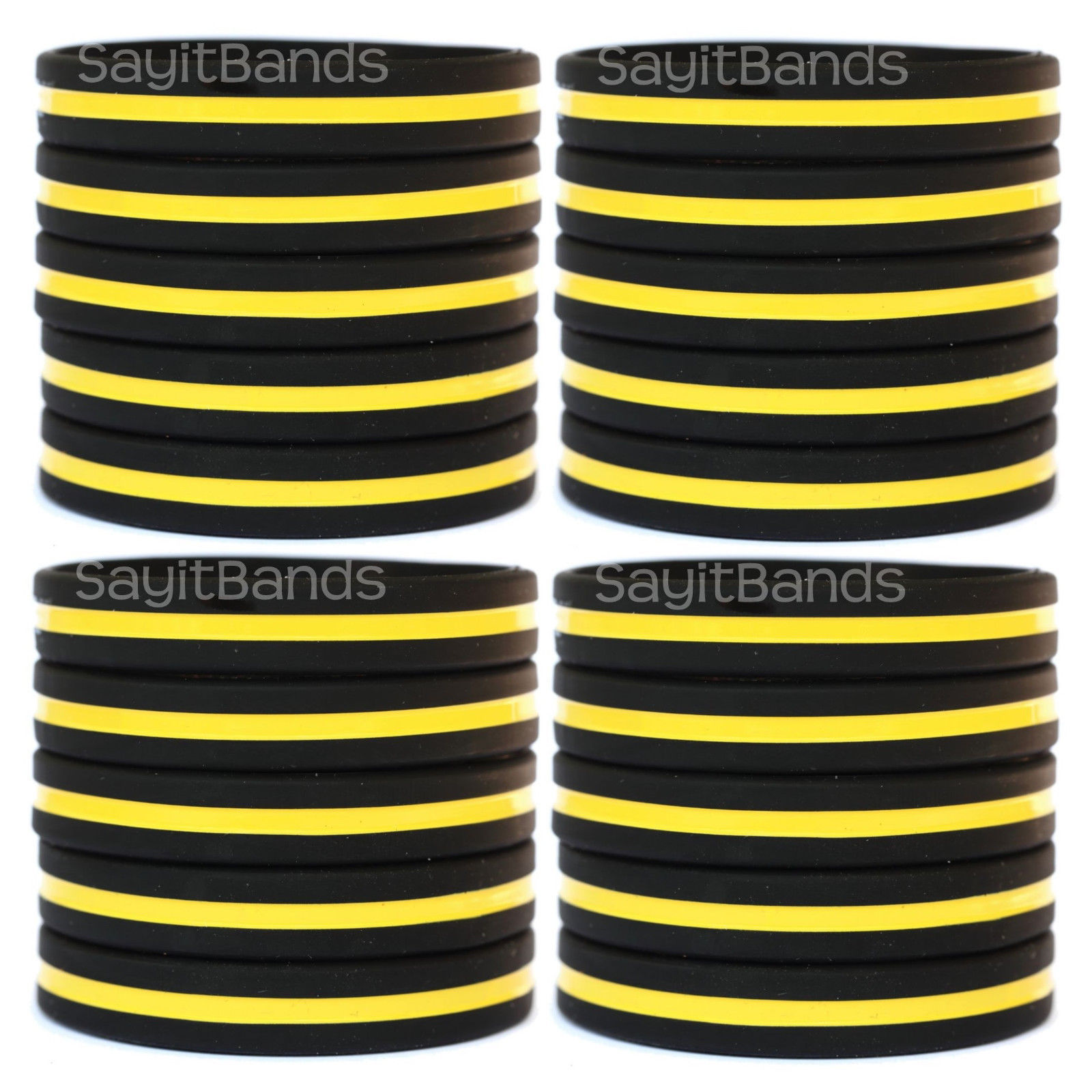 Primary image for 20 Thin Yellow Line Wristbands - Awareness for Security Guards Tow Truck Drivers
