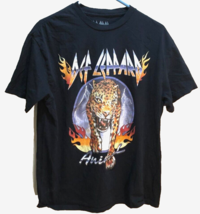 Def Leppard Animal Rock Roll Heavy Metal Leopard Fire Black T-Shirt L - £9.28 GBP