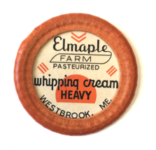 Vintage Elmaple Farm Whipping Cream Heavy Milk Bottle Cap Westbrook Maine ME - £6.39 GBP