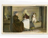 Woman Sitting with Their Knitting Postcard 1930 Greetings From Maine - $15.84