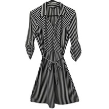 Mlle Gabrielle Dress Large Black White Striped Fit N Flare Polyester Rol... - $14.90