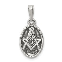 Sterling Silver Antiqued Masonic Charm Freemason Jewerly 20mm x 12mm - £14.69 GBP