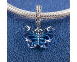 2023 Summer Release 925 Sterling Silver Blue Murano Glass Butterfly Dang... - $16.90