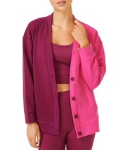 Terez Womens Cotton Color Blocked Cardigan, Large, Raspberry - $143.55