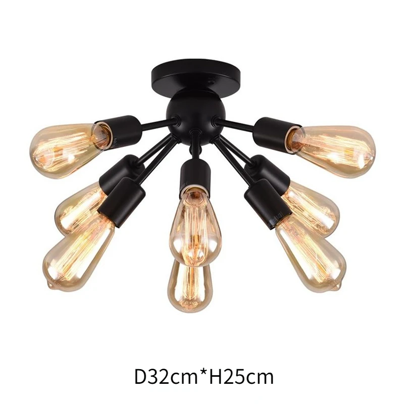 Om bedroom ceiling light american rural satellite multi head iron lamps industrial wind thumb200