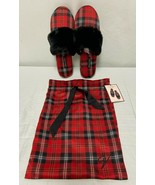 Victorias Secret Red And Black Plaid Slippers Size Medium 7-8 - £16.06 GBP