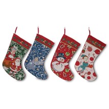 Set of 4 Mr. and Mrs. Claus, Angel, Elf and Snowman Christmas Stockings - £55.28 GBP