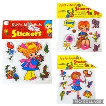 Vintage 1981 Fluffy Adorables Stickers Three Dimensional Girl Dog Cat Mu... - £13.36 GBP