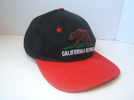 California Republic Bear Hat Red Black Snapback Baseball Cap - £12.05 GBP