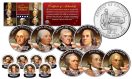 Founding Fathers U.S.A. Colorized Washington Dc Statehood Us Quarters 7-Coin Set - £17.09 GBP