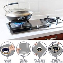 1# Gas Stove Burner Covers Silver Cleaning Reusable Gas Stove Burner Lin... - $2.47