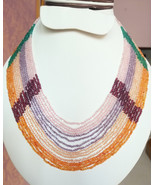 Natural Multi Gemstones Beads Necklace, Colorful Beads Layered Necklace - $269.43 CAD
