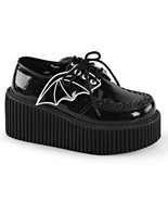 DEMONIA CRE205/BGVY Punk Goth Black Glitter Platform Bat Wing Creepers S... - $1,774.01 MXN