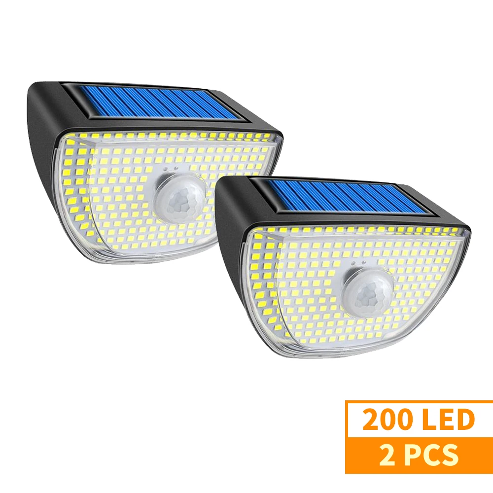 Solar Light Motion Sensor Light 200 LED Outdoor 3 Modes Wireless Angle Wall Lamp - £58.08 GBP