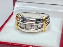 1 Ct Round Cut Sim Diamond 14K White Gold Fn Five Stone Mens Wedding Band Ring - £67.24 GBP