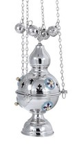 Nickel Plated Christian Church Thurible Incense Burner Censer (9781 N) - £57.70 GBP