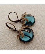 Vintage Dragonfly Pendant Earrings - Boho Chakra Blue Moonstone Drop Ear... - $16.55 CAD