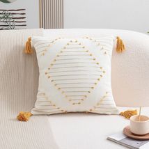  Set of 2 Boho Throw Pillow Covers 22x22,Beige 22" x 22" (Pack of 2) Yellow - $40.67