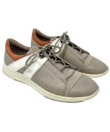 ECCO Women&#39;s Soft Lace Up Leather Sneaker Taupe with Orange Sz 7 - €24,54 EUR
