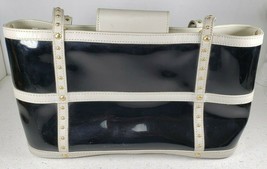 Maxx New York Black + White PVC and Leather Handbag with Gold Studs  - £43.70 GBP