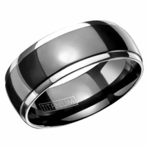 Titanium Ring Mens Classic Black Wedding Band 8mm Sizes 9-13 Anniversary Promise - £19.66 GBP