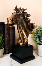 Western Wildlife Running Horse Stallion Head Bust Figurine With Trophy Base - $76.99