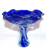 GORGEOUS ARTIST SIGNED ART GLASS 7 1/2&quot; FLARED TOP VASE~TURQUOISE~ YELLO... - $2,088.78 MXN
