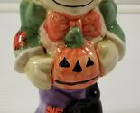 BB) Halloween Scarecrow Pumpkin Ceramic Candlestick Holder - $9.89