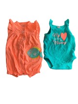 Lot Of 2 Carters My Heart Belongs To Mommy Body Suit One Piec Peach Fish Newborn - $9.49