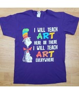 Dr Seuss T Shirt Adult Size Medium Rainbow Cat in the Hat Purple Art Cot... - $12.46