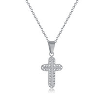 Accessories Simple Inlaid Zircon Cross Jewelry Stainless Steel Necklace - £17.11 GBP